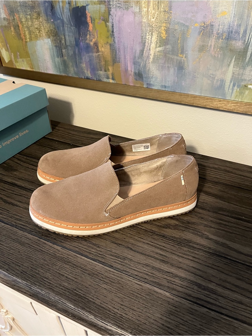 Toms Palma Taupe slip on W 9.5